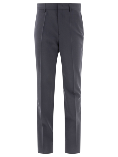 Valentino Wool Tailored Trousers In Grey