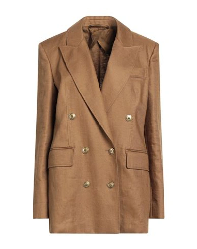 Max Mara Woman Blazer Brown Size 10 Linen In Brown