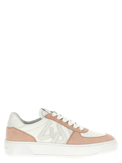 Stuart Weitzman Sw Courtside Monogram Leather And Suede Trainers In Pink