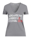 Zadig & Voltaire Woman T-shirt Turquoise Size M Cotton In Grey