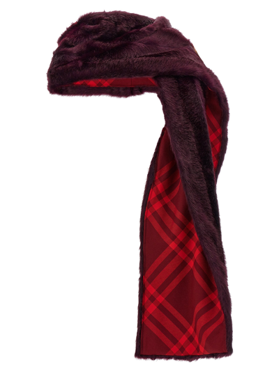 BURBERRY ECO FUR HOODED SCARF SCARVES, FOULARDS MULTICOLOR