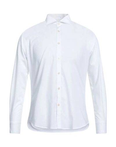 Portofiori Man Shirt White Size 17 Cotton, Elastane