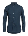 Portofiori Man Shirt Navy Blue Size 15 ¾ Cotton, Elastane