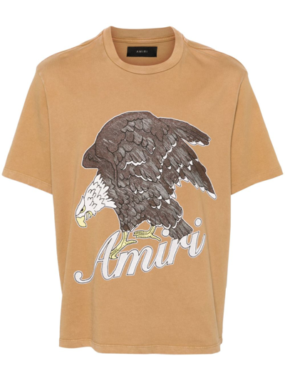 Amiri Men's Short-sleeved Eagle T-shirt In Orange In Brown