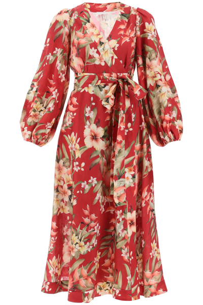 ZIMMERMANN LEXI WRAP DRESS WITH FLORAL PATTERN