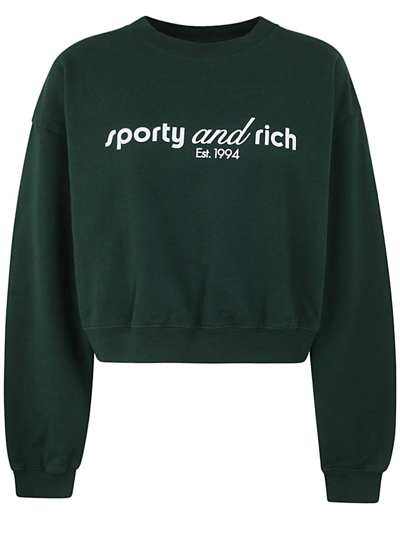 Sporty &amp; Rich Tank Cropped Crewneck In Green