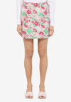 Ganni Multicolor Mini A-line Skirt With 3d Jacquard Floreal Motif In Recycled Polyester In Multicolor