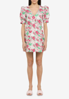 Ganni 3d Jacquard Button Down Mini Dress In Multicolor