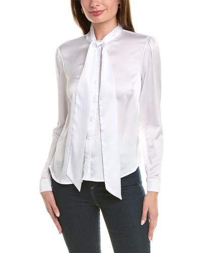 Tahari Asl Scarf Neck Blouse In White