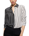 Alice And Olivia Willa Colorblock Stripe Silk Button-up Shirt