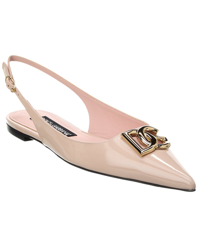 Dolce & Gabbana Slingback Ballet Flats With Dg Logo Women In Beige