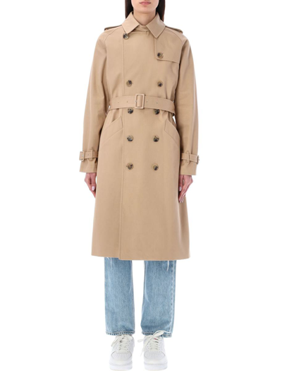 Apc Double-breasted Greta Trench Coat In Beige