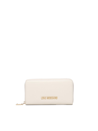 Love Moschino Logo Lettering Zipped Wallet In White