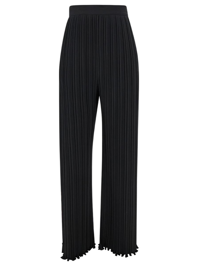 LANVIN BLACK PLEATED PANTS WITH INVISIBLE ZIP IN CRÊPE DE CHINE WOMAN