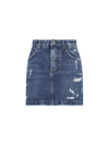 Dolce & Gabbana Distressed Denim Miniskirt In Blue