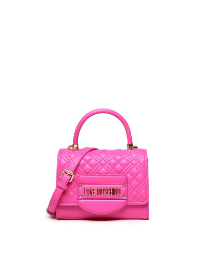 Love Moschino Logo Lettering Quilted Top Handle Bag In Pink