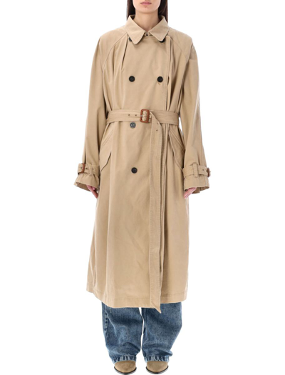 Isabel Marant Edenna Double-breasted Belted Trench Coat In Nude