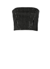Rotate Birger Christensen Rotate Cropped Top With Sequined Stripes In Black
