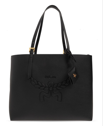 Mcm Women's Himmel Medium Leather Shopper Bag In Black