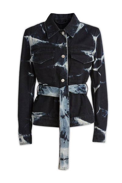 Dries Van Noten Bleached Effect Belted Waist Jacket In Multi