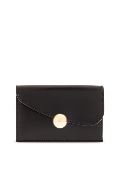 Ferragamo Asymmetrical Leather Cardholder In Black