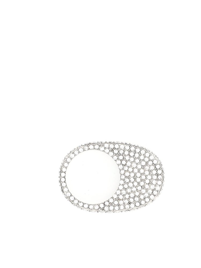 Coperni Swipe Embellished Ring In Silver