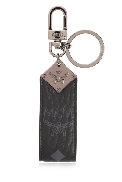 Mcm Logo Engraved Keyring In Black