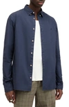 Allsaints Hawthorne Ramskull Stretch Fit Shirt In Admiral Blue