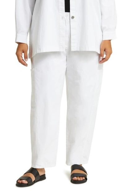 Eileen Fisher Stretch Organic Cotton & Hemp Ankle Lantern Cargo Pants In White