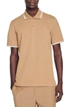 Sandro Vertical Logo Embroidered Polo In Brown