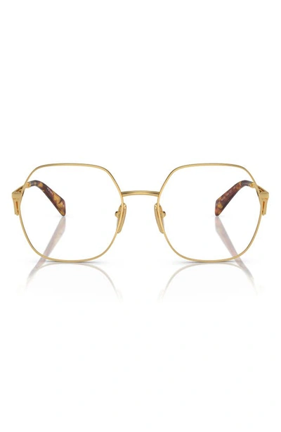 Prada 56mm Square Optical Glasses In Pale Gold
