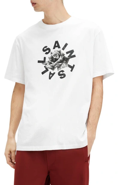 Allsaints Daized Cotton Graphic T-shirt In Optic White