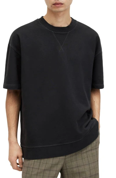 Allsaints Winslow Short Sleeve Oversized T-shirt In Washed Black