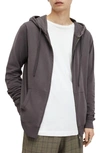 Allsaints Brace Pullover Brushed Cotton Hoodie In Shaded Grey