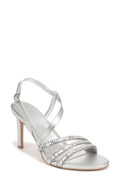 Naturalizer Kimberly 2 Strappy Dress Sandals In Silver Satin,stones
