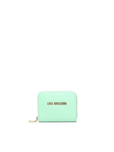 Love Moschino Logo Lettering Zip Around Wallet In Green