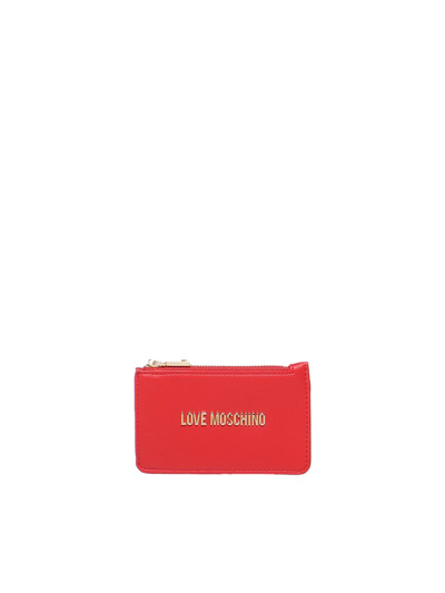 Love Moschino Logo Lettering Zipped Wallet In Red