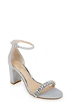 Jewel Badgley Mischka Daylann Ankle Strap Sandal In Silver Glitter