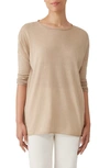 Eileen Fisher Long Sleeve Organic Linen Blend Jersey Tunic Sweater In Natural