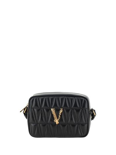 Versace Virtus Shoulder Bag In Black- Gold