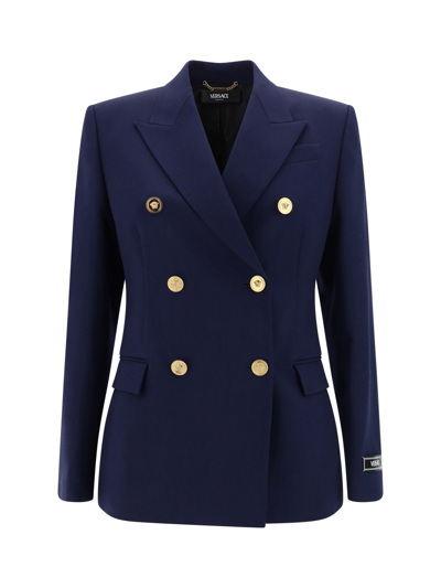 Versace Blazer Jacket In Navy Blue