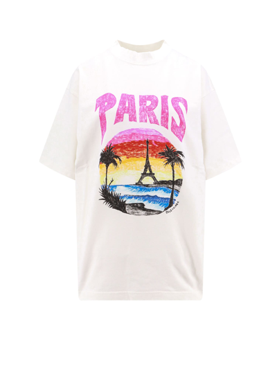 Balenciaga Paris Tropical T-shirt Medium Fit In White/pink