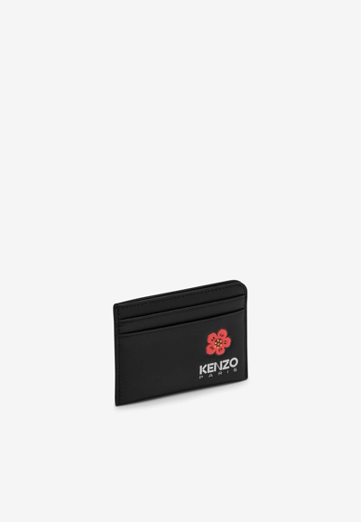 Kenzo Boke Flower Leather Cardholder In Black