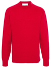 JIL SANDER RED CREW NECK WOOL JUMPER