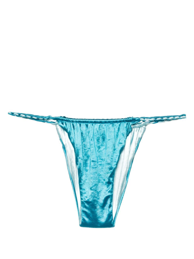 Isa Boulder Ruched Reversible Bikini Bottoms In Blue