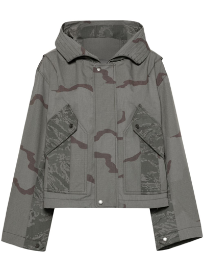 Marine Serre Regenerated Camouflage-print Jacket In Grau