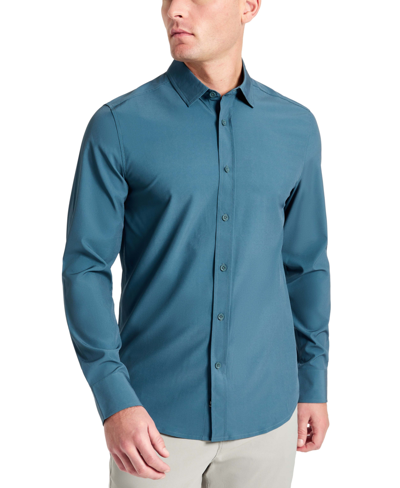 Kenneth Cole Men's Solid Slim Fit Performance Shirt In Dark Teal