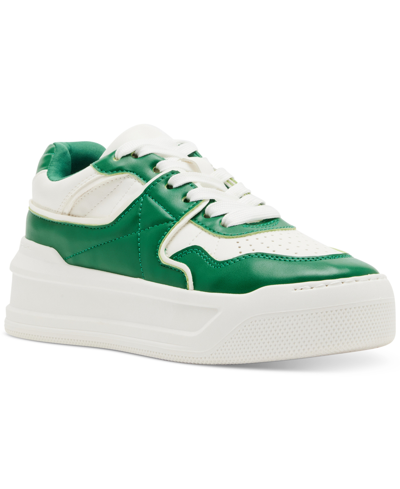 Madden Girl Oley Lace-up Platform Court Sneakers In White,green