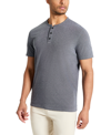 KENNETH COLE MEN'S 4-WAY STRETCH HEATHERED STAND-COLLAR PIQUE HENLEY
