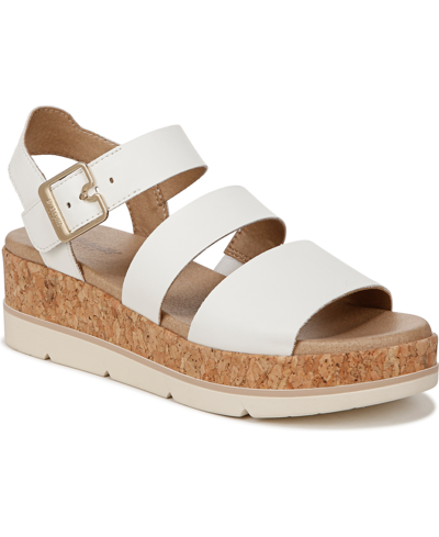 Dr. Scholl's Women's Once Twice Platform Sandals In White Faux Leather,cork